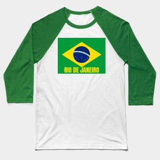 Rio de Janeiro City in Brazilian Flag Baseball T-Shirt